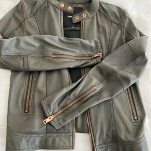 Diesel Leather Jacket - light green w/ rose gold (XS)